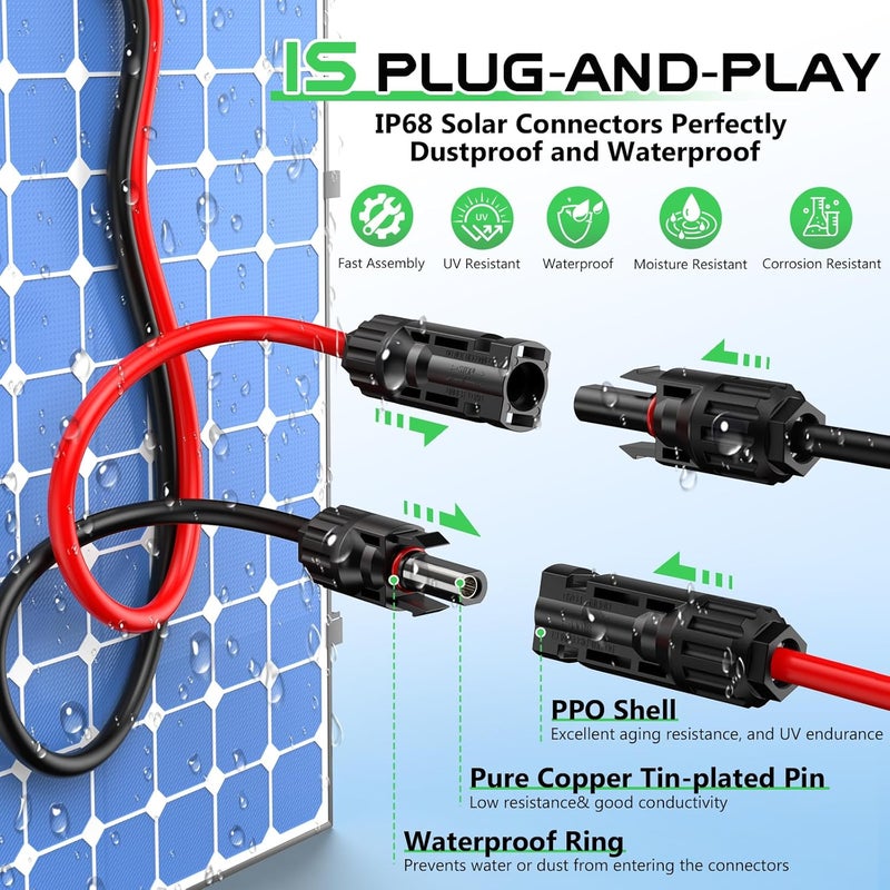 Vansdon 12AWG XT60 Solar Cable- Solar to XT60 Cable 20FT XT60 Adapter Extension Cable for RV Power Station Solar Generator - Image 5
